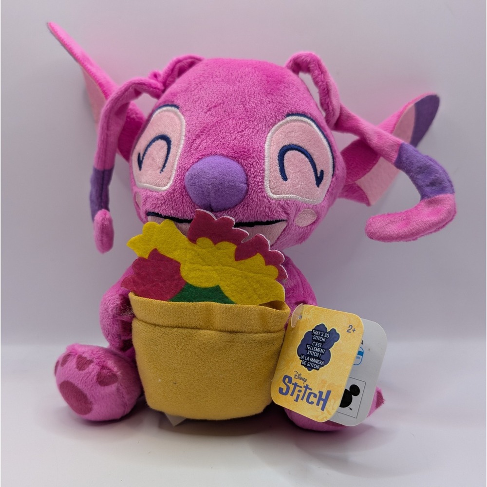 Disney Lilo & Stitch Angel Plush Holding Flower Pot - "That's So Stitch!" NWT